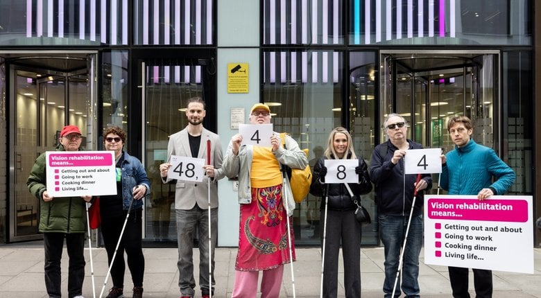Campaign supporters outside the Department for Health and Social Care waiting to hand in our petition