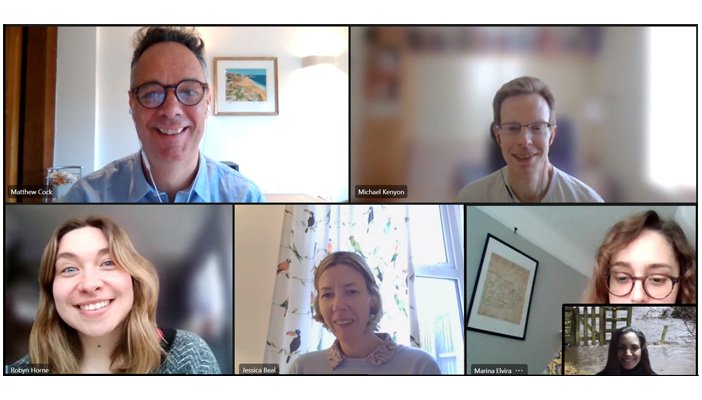 The VocalEyes team in a virtual online meeting.